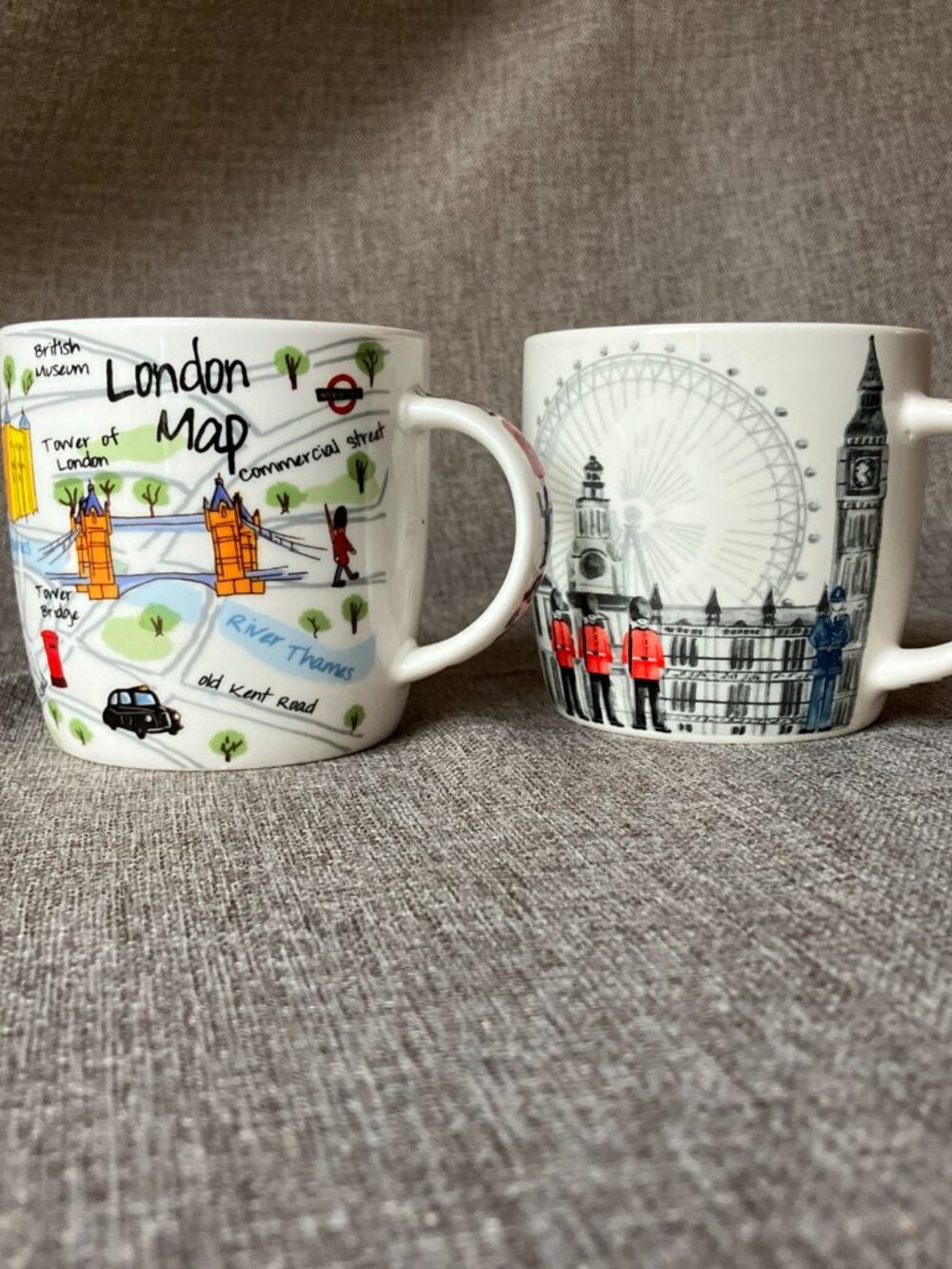 Set of 2 Vintage Collectible James Sadler Fine China Mugs London Themed